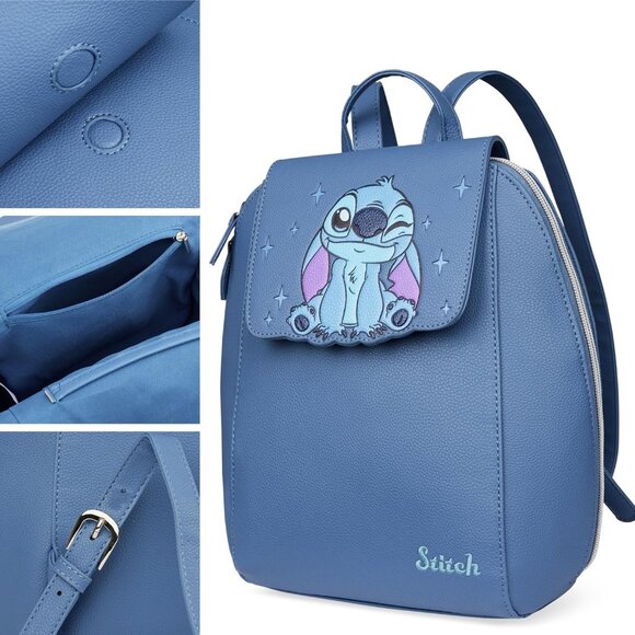⚡Women Teens Blue Stitch Mini PU Leather Adjustable Straps Kawaii Travel Bag - Picture 4 of 6